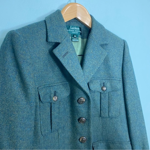 Lauren Ralph Lauren VTG Wool Green Equestrian Blazer Horse Buttons Size 8 Petite - Picture 3 of 6